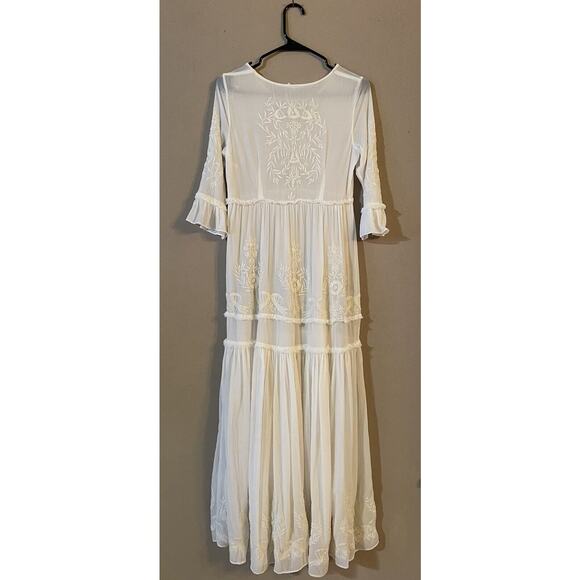 Free People White Romance Embroidered Maxi Size S/P - Picture 7 of 13